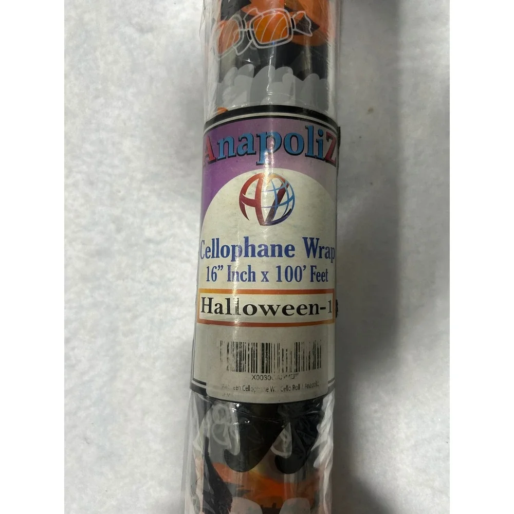 AnapoliZ Halloween Cellophane Wrap Roll 16 Inch x 100 Feet Pumpkin Ghost Pattern